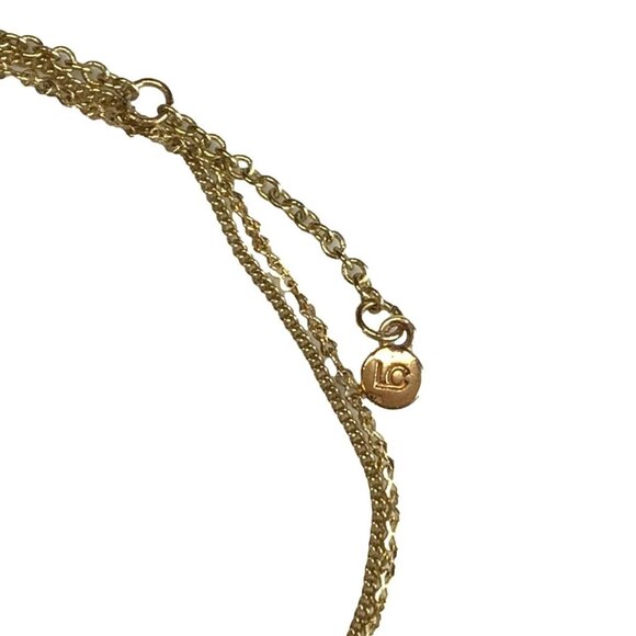 Liz Claiborne Bib Necklace Gold Tone Flowers Statement Adjustable Length - Picture 3 of 3